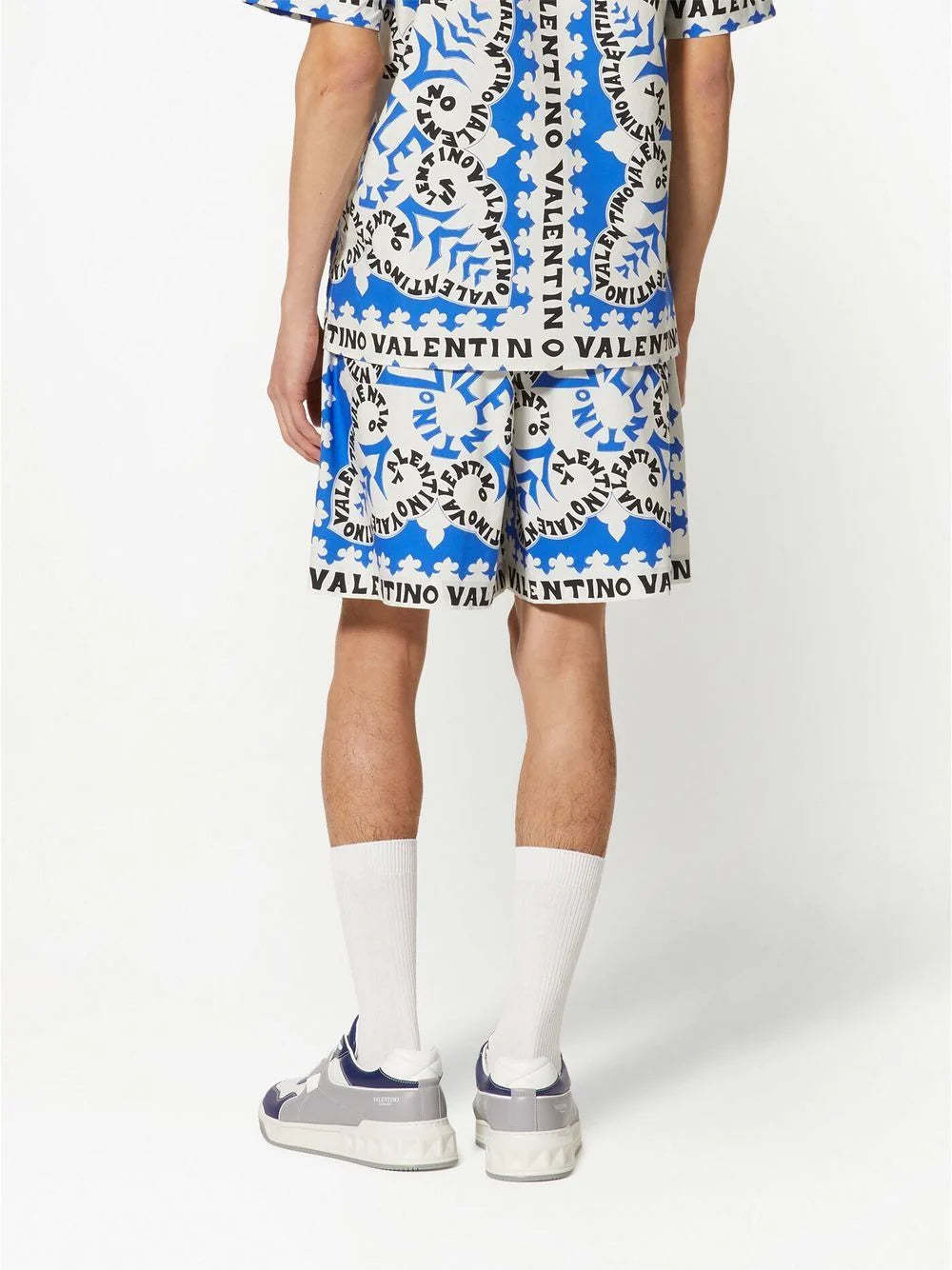 Valentino All-over Print Bermuda Shorts In White
