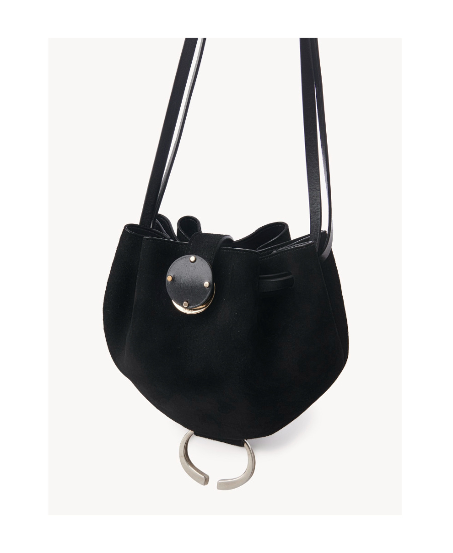 Shop Chloé Drawstring Suede Crossbody Bag In Black