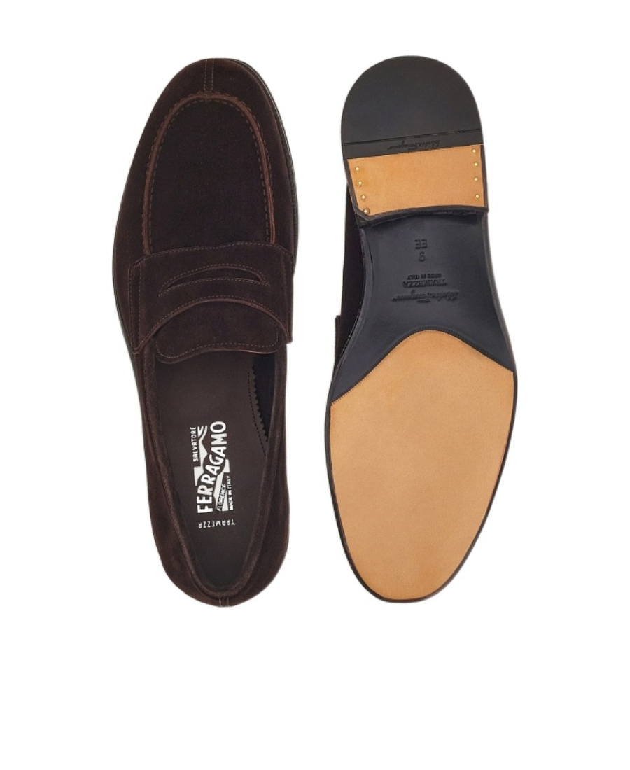 Ferragamo Salvatore  Penny Almond-toe Slip-on Loafers In Black