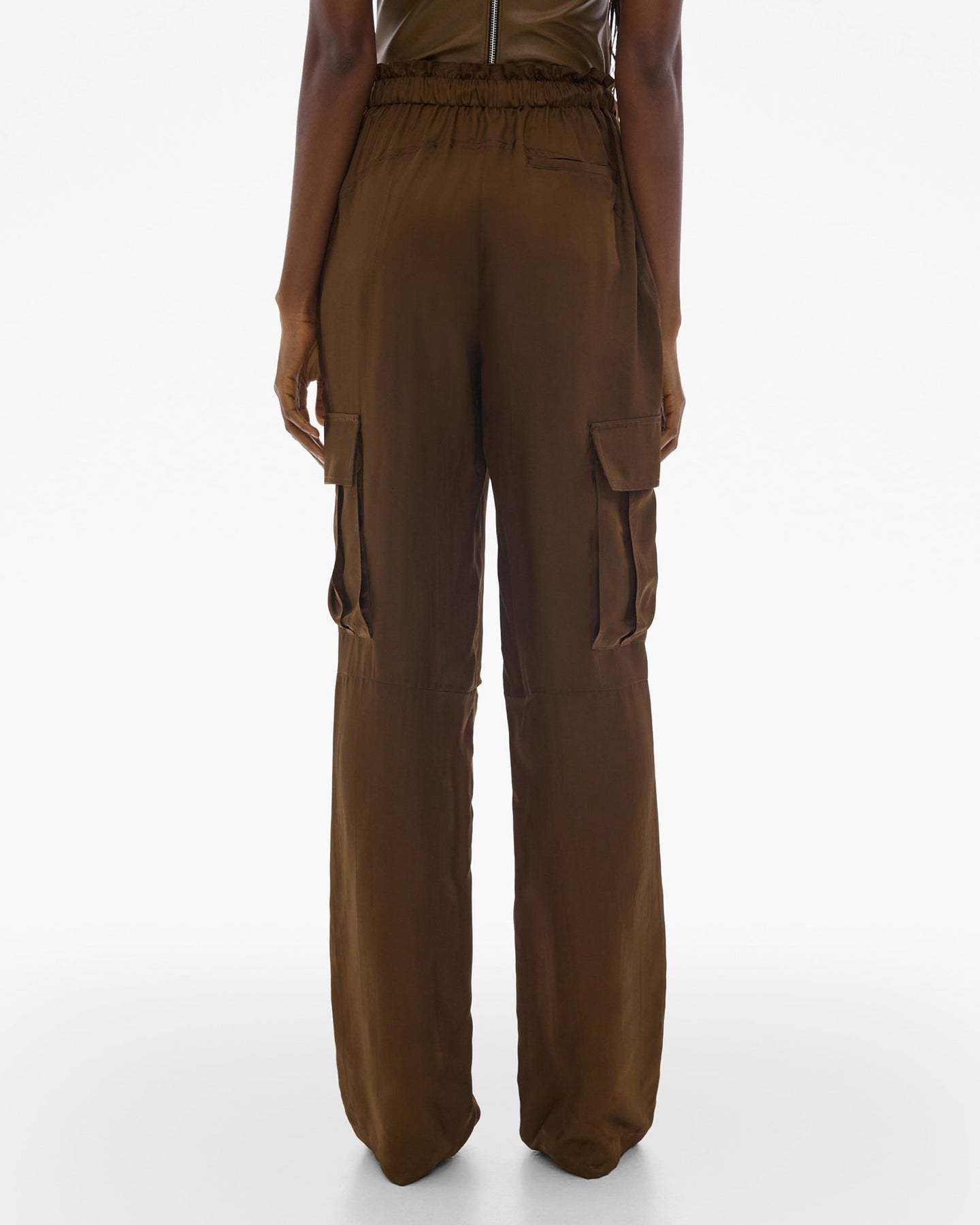 Helmut Lang Pull-on Wide-leg Cargo Pants In Brown