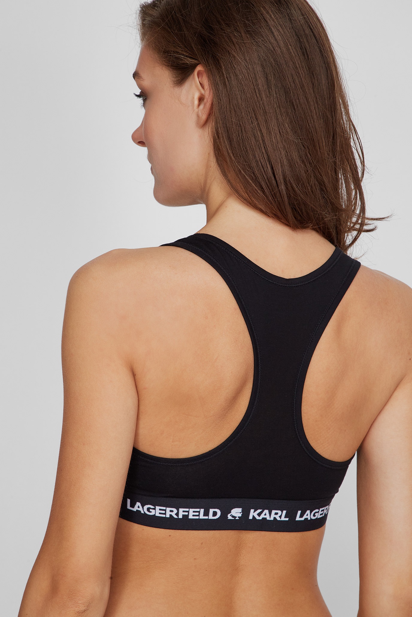 Karl Lagerfeld Logo Bra With Bottom In Black