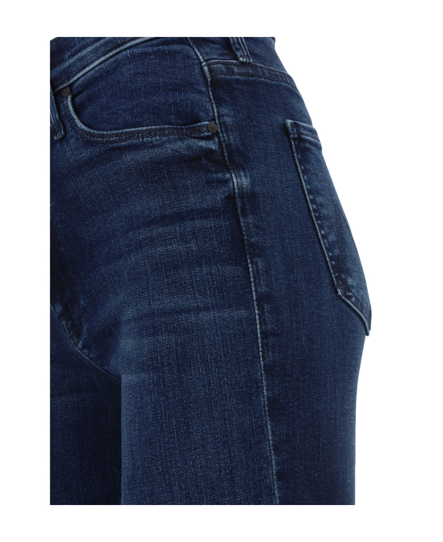 Mother Flared Leg Trousers Contrast Stitching In Black