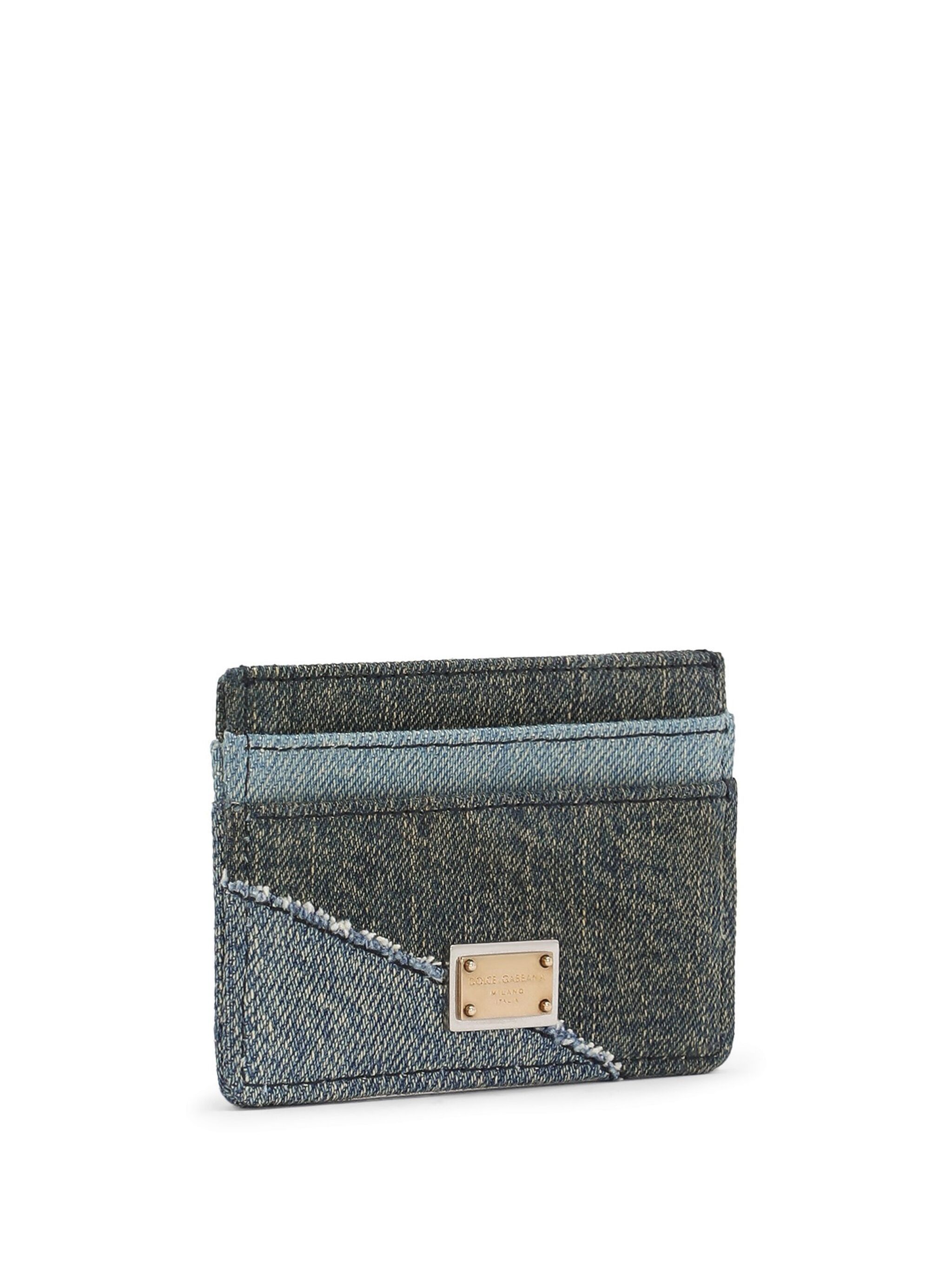 Dolce & Gabbana Logo-plaque Patchwork Card Holder In Black