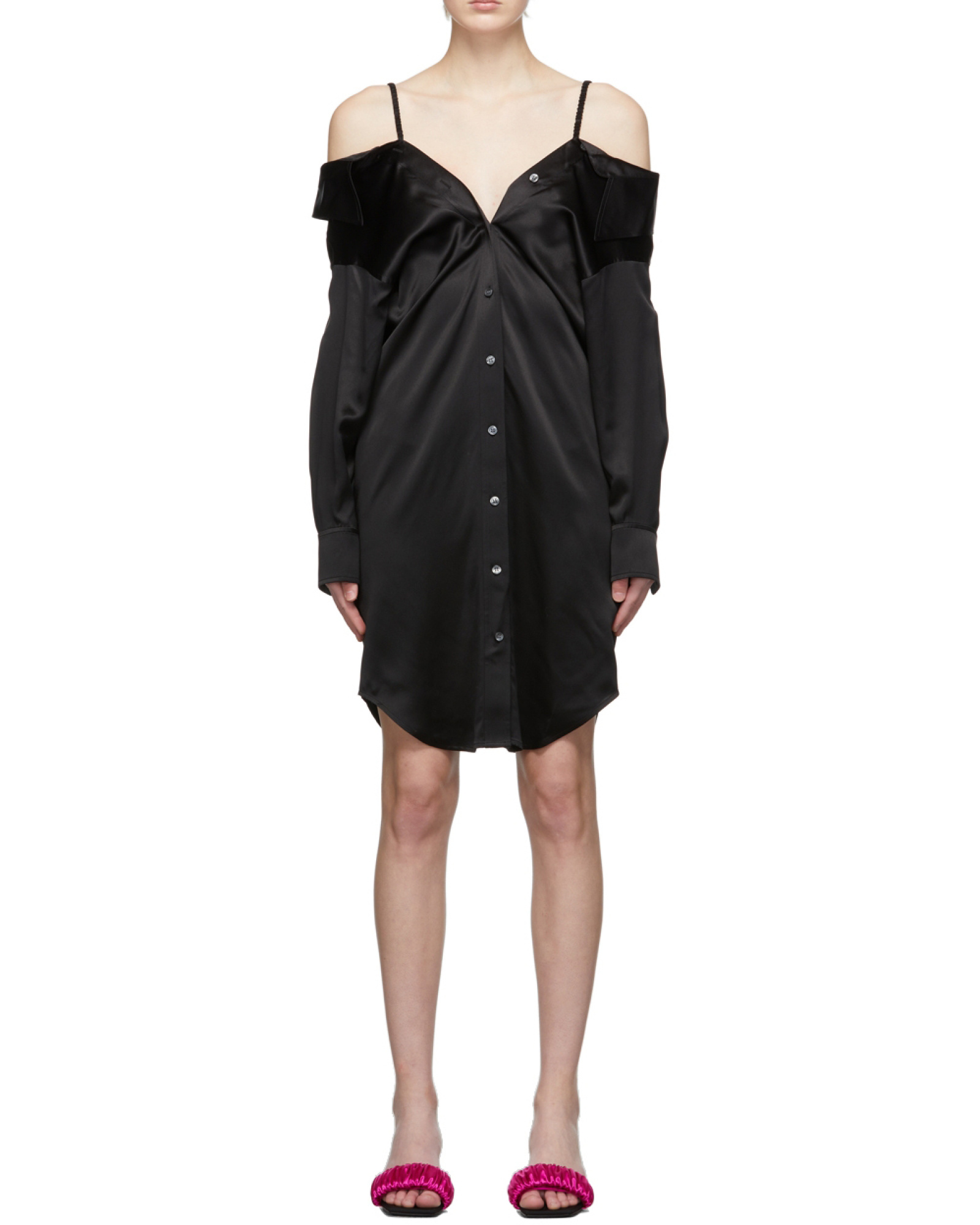 ALEXANDER WANG OFF-SHOULDER SHIRT DRESS