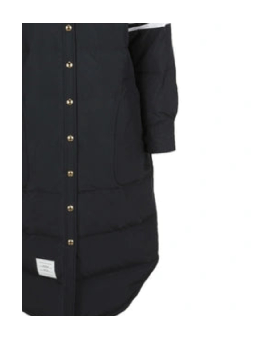 Thom Browne Navy Blue Feather Down 4-bar Coat In Black