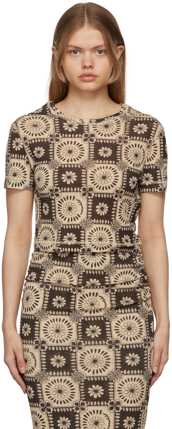 Nanushka Yareli Recycled Mesh Jersey T-shirt In Nude