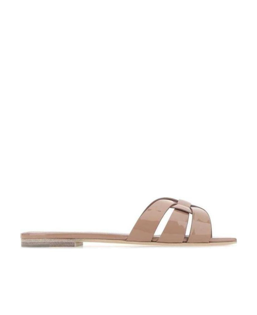 Saint Laurent Woman Antiqued Pink Tribute 05 Slippers In Nude