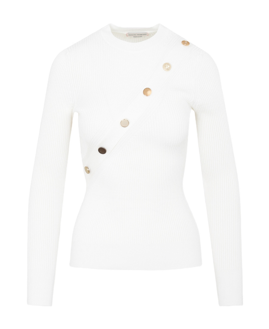 Alexander Mcqueen Button Detailed Crewneck Top In White