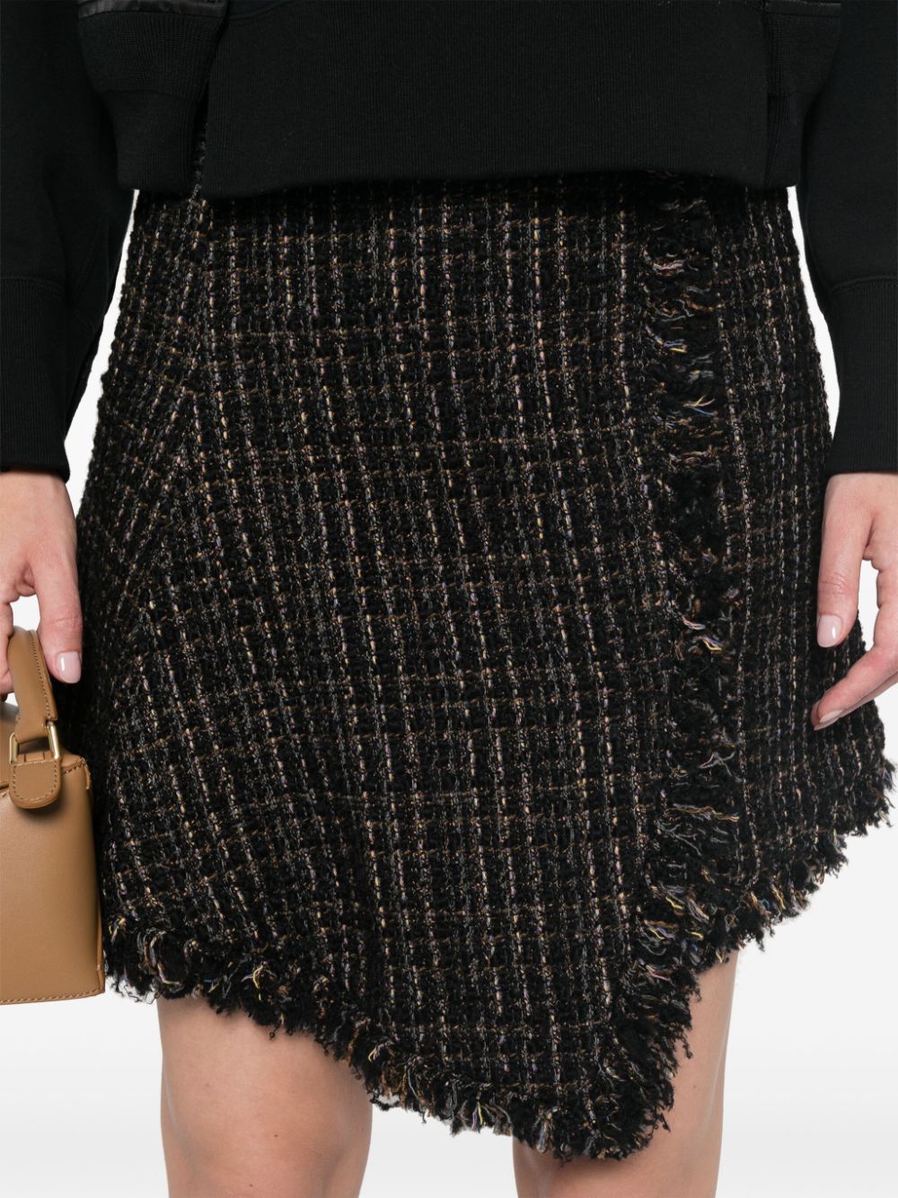 Sacai Asymmetric Mini Skirt In Black