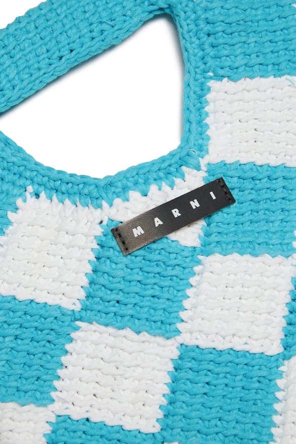 Marni Diamond Checked Crochet Bag In White