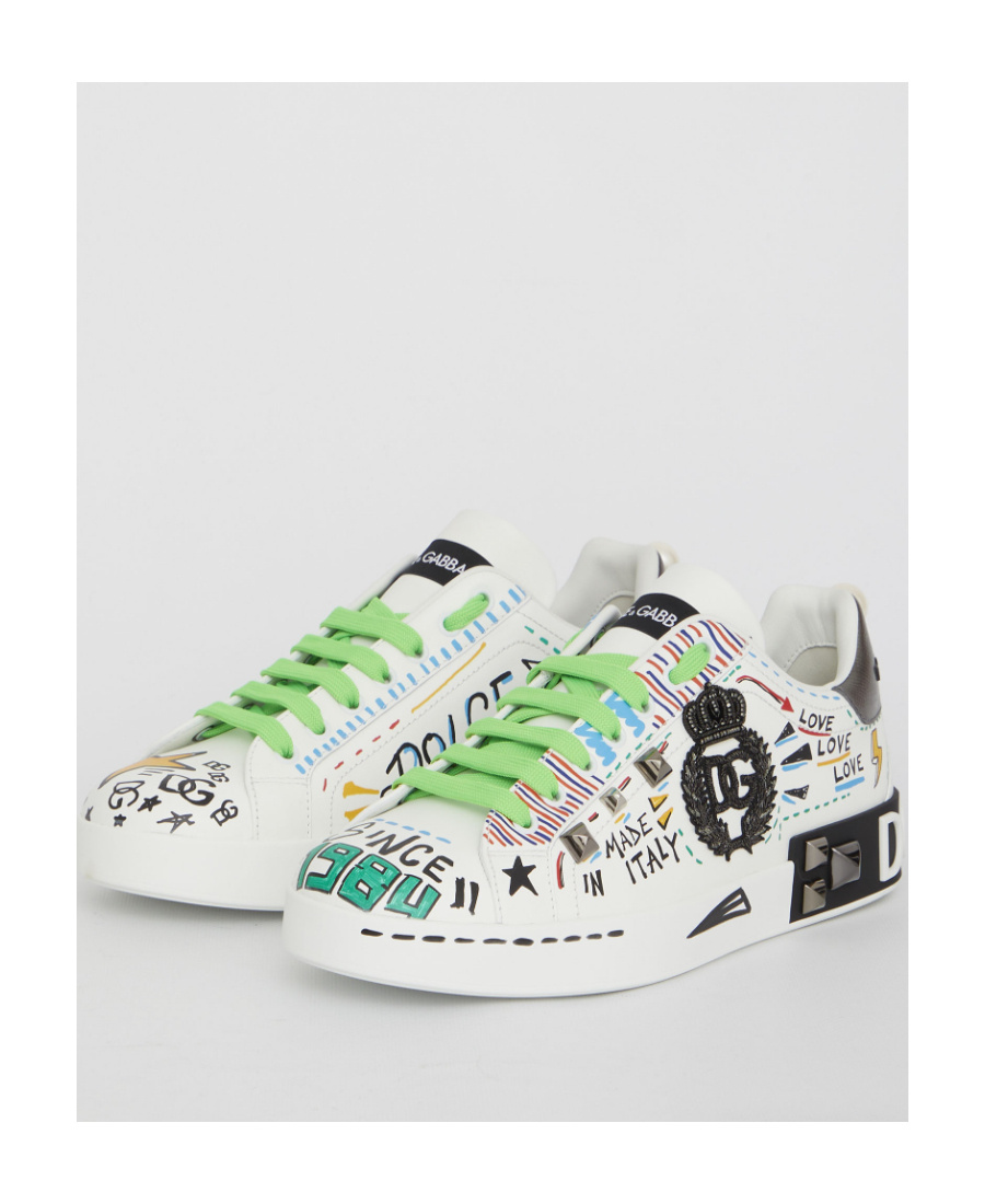 Dolce & Gabbana Pattern Printed Leisure Sports Shoes In White