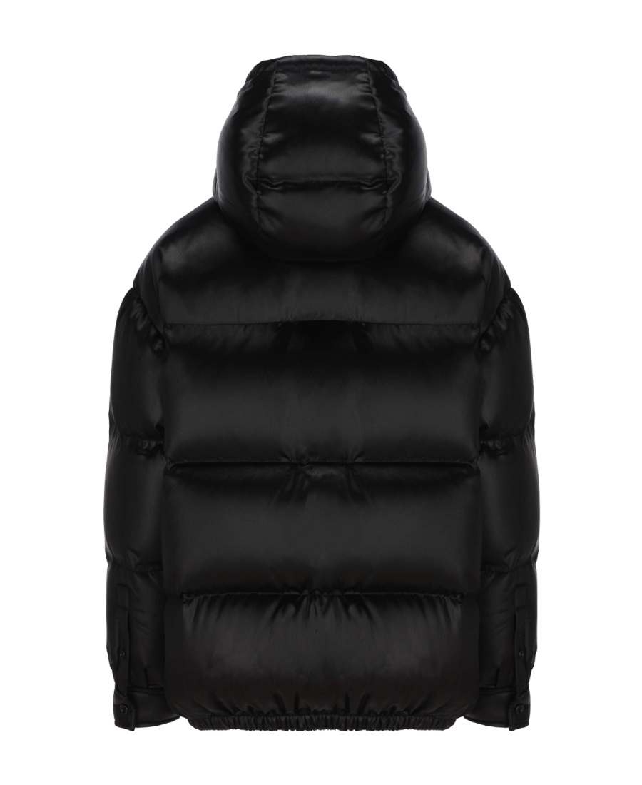 Prada Logo Hooded Cotton-padded Jacket In Black