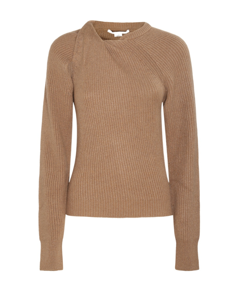 Stella Mccartney Knitwear With Long Sleeves And Asymmetric Neck In Brown