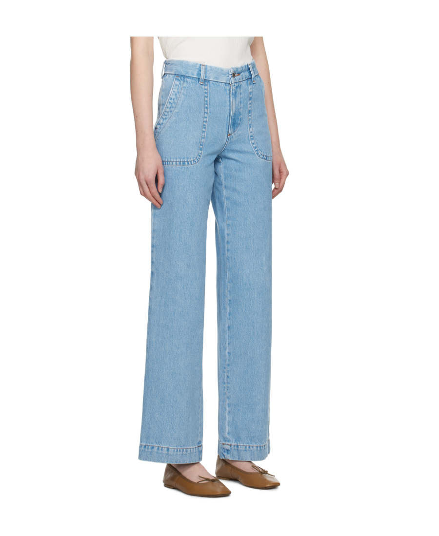 Apc High Waist Four Pocket Jeans In Blue