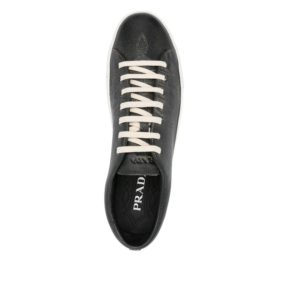 Prada Men's Aged-effect Leather Sneakers In Multi