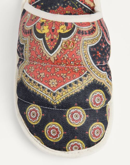 Valentino Paisley-print Slides In Nude