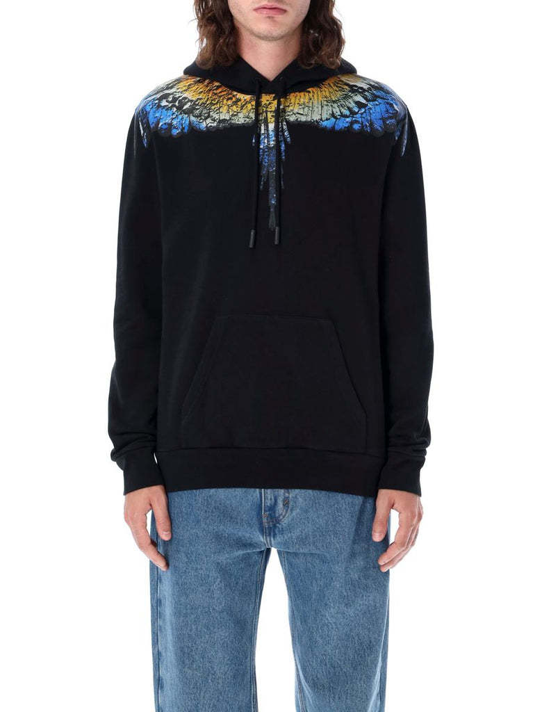 Marcelo Burlon County Of Milan Lunar Wings Organic Cotton Hoodie In Black
