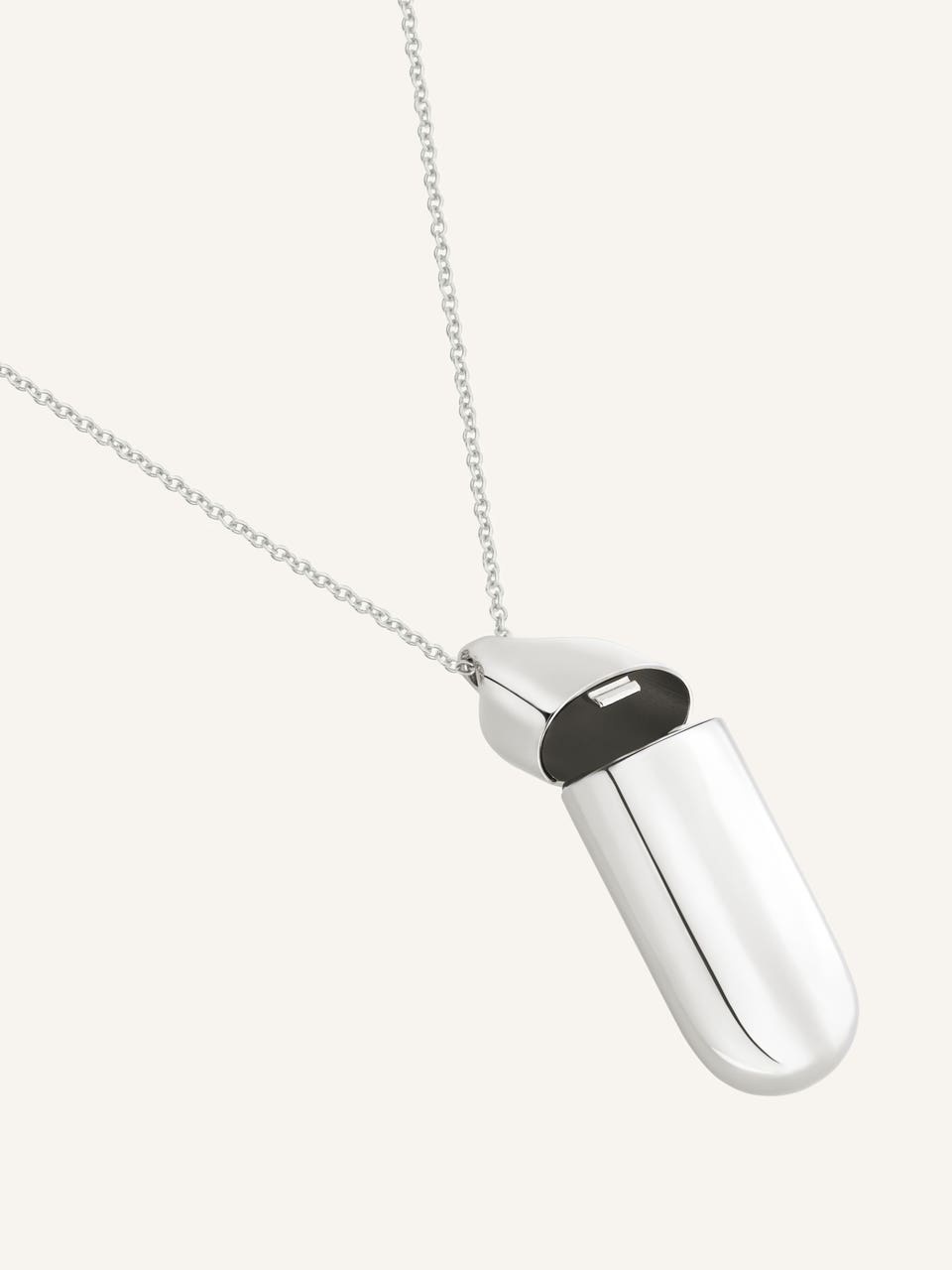 Courrèges Flask Silver Tone Neckless In White