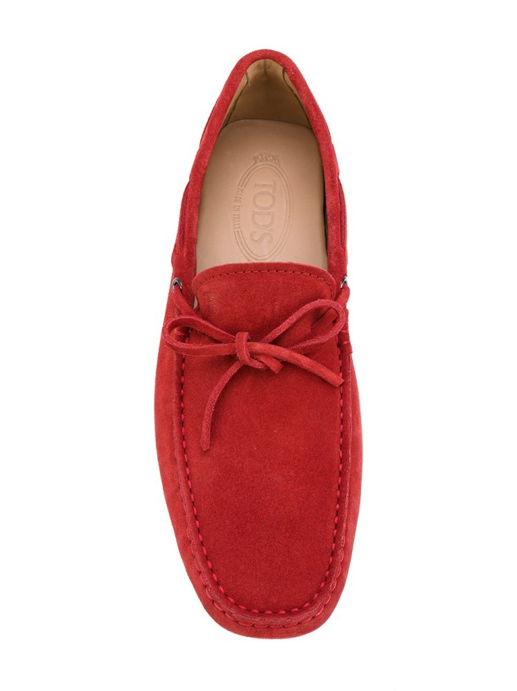 Tod's Suede Driving Shoes In Red