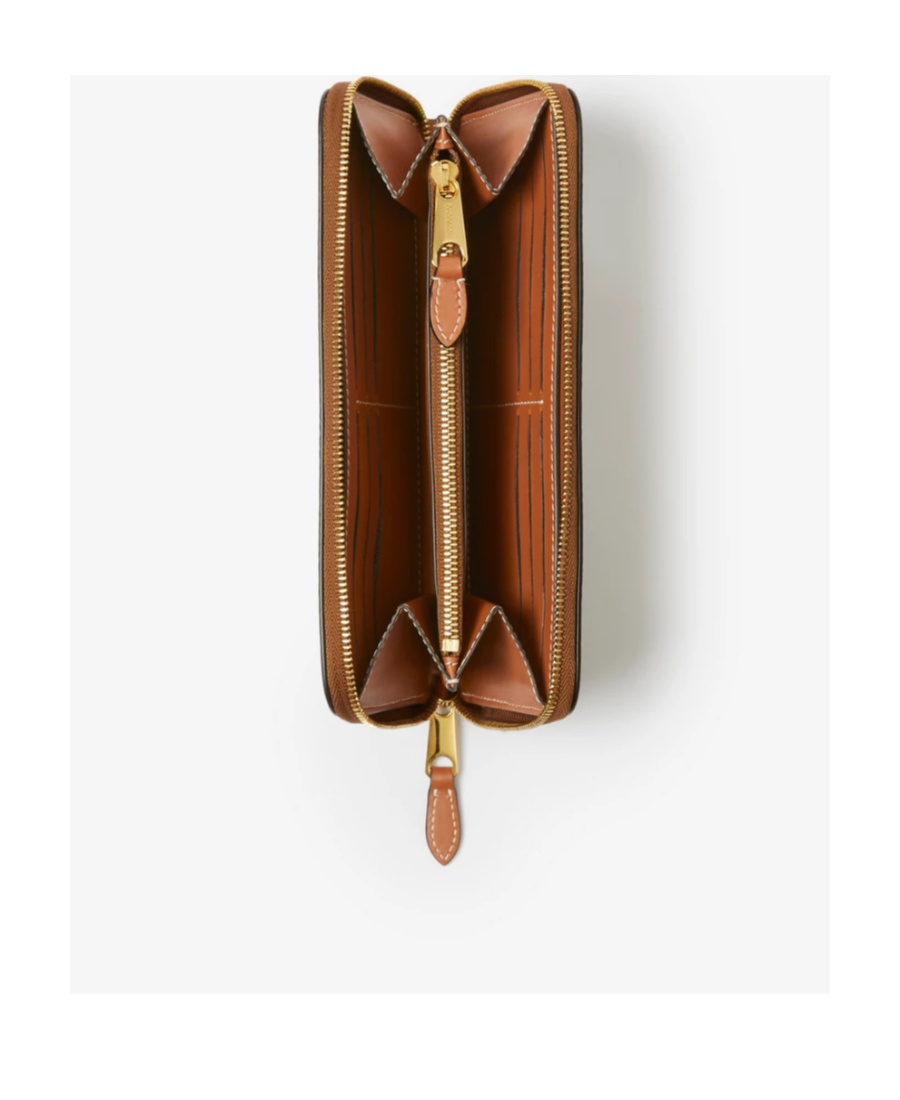 Burberry Checked Zipped Leather Wallet In Nude