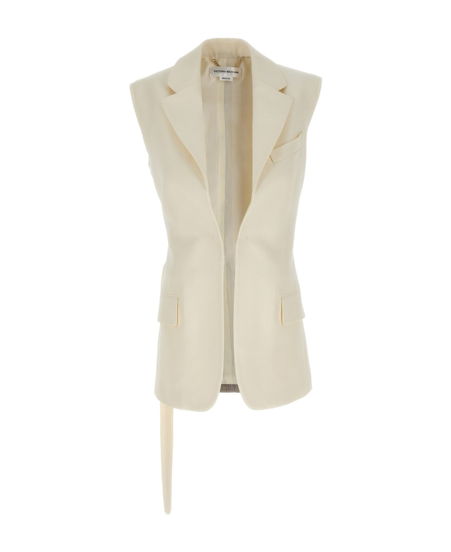 Victoria Beckham Two-toned Sleeveless Belt Vest In Nude