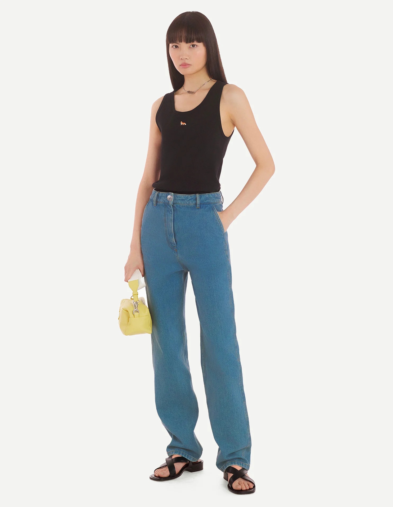 Shop Maison Kitsuné Belt-loop Jeans In Blue