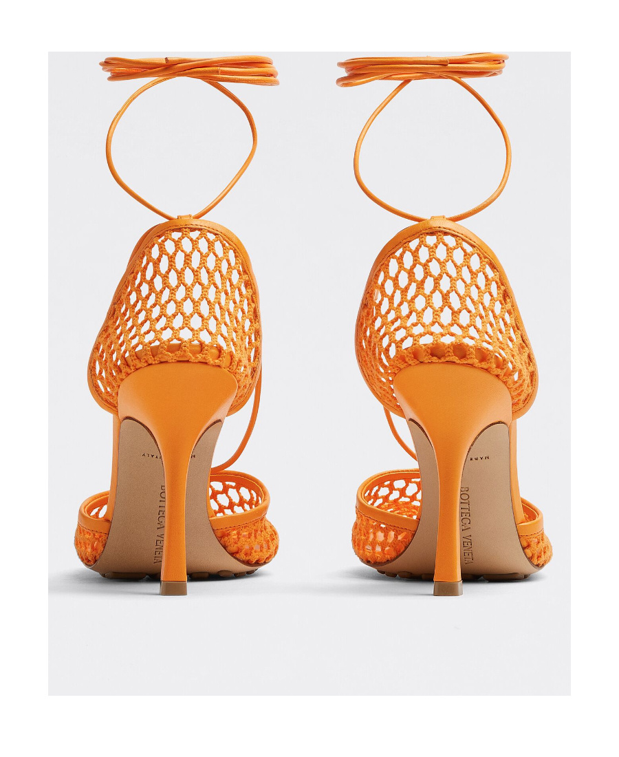 Bottega Veneta Stretch Mesh Sandals In Orange