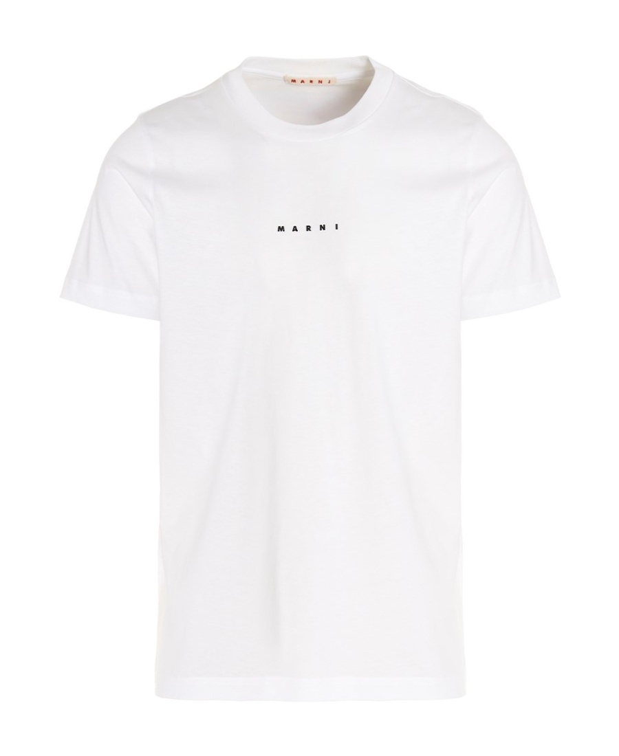 Marni White Cotton T-shirt With Logo Print In White