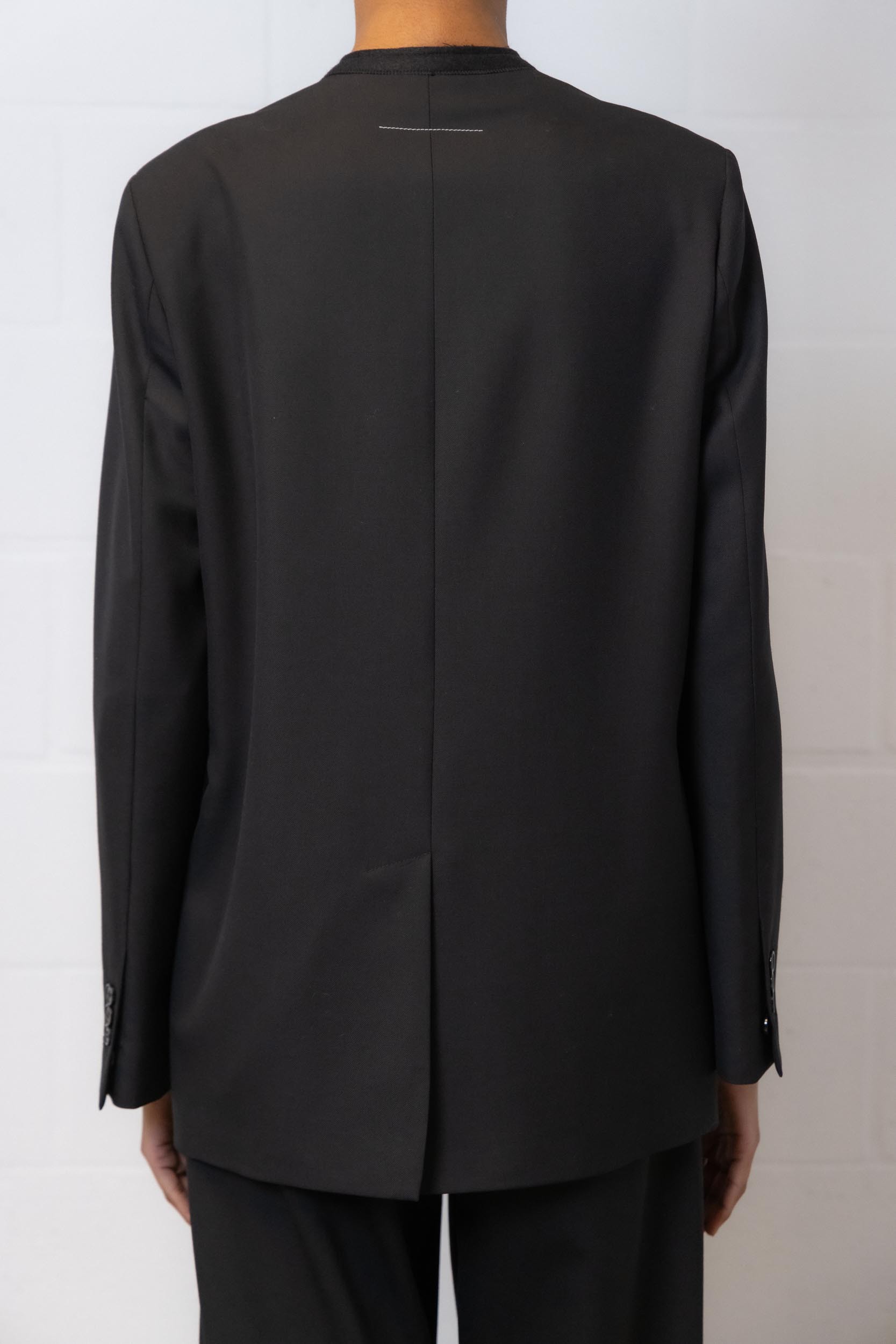 Mm6 Maison Margiela Collarless Suit Jacket In Black