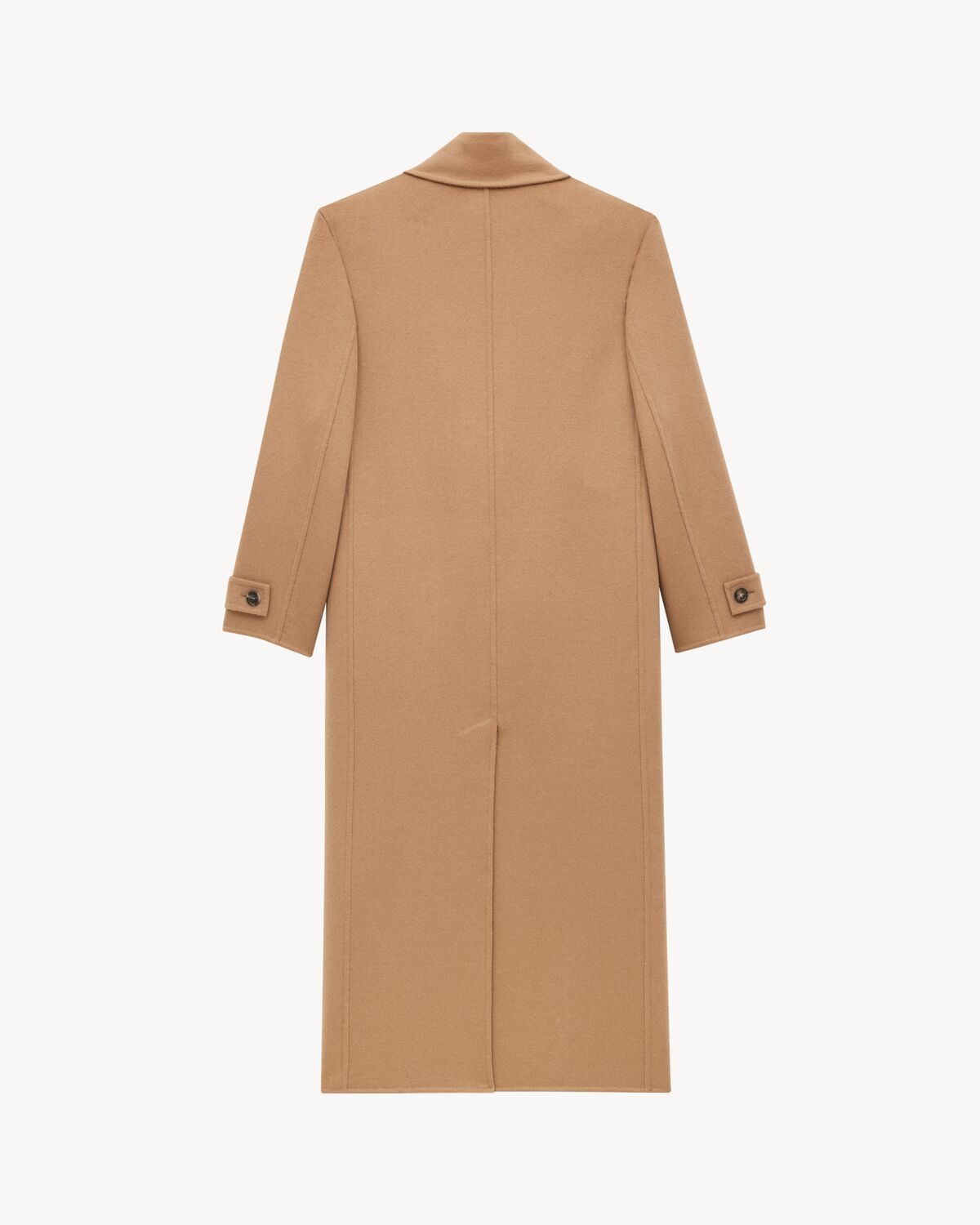 Saint Laurent Long Coat In Brushed Cashmere And Wool In Black