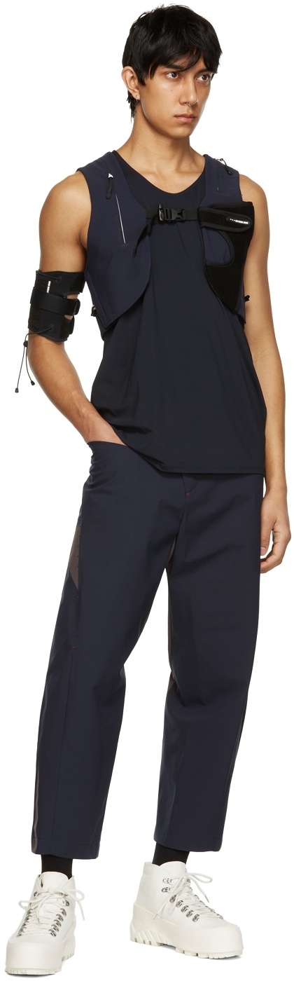 Hyein Seo Navy Nylon Tank Top In Black