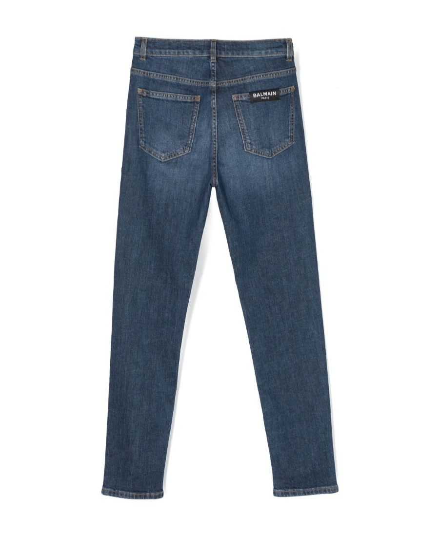 Balmain Belt Ring Jeans In Blue