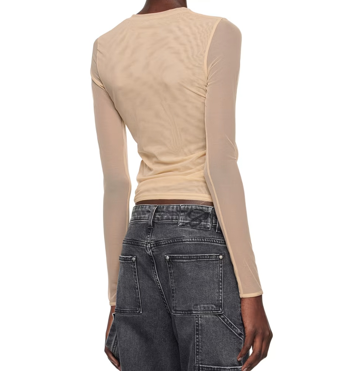 Blumarine Long-sleeved Elastic T-shirt In Nude