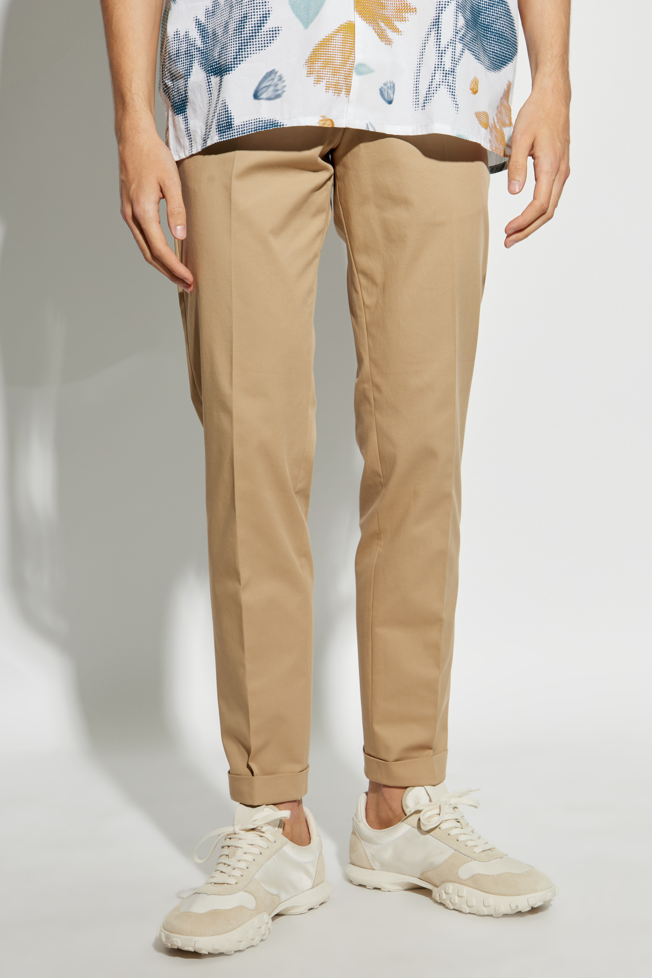 Paul Smith Tailored Men's Trousers Cuffed Hem In Nude