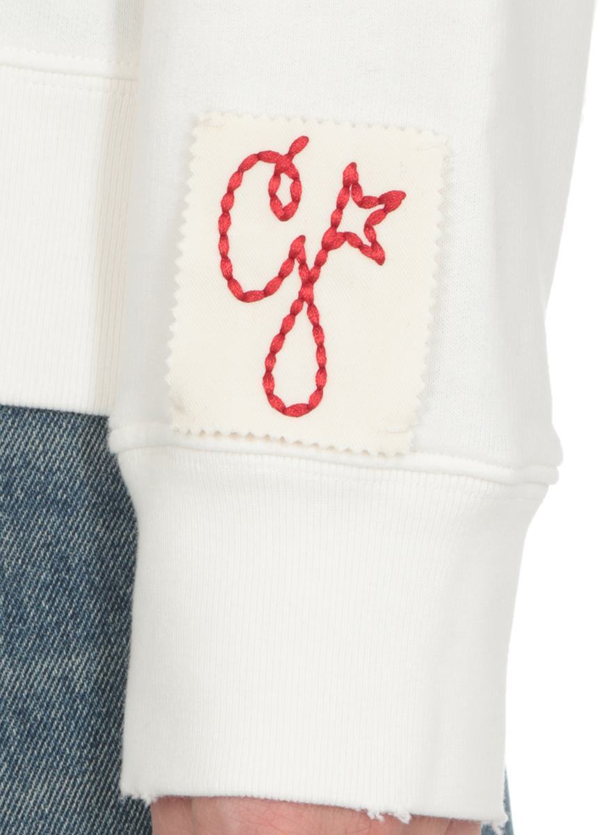 Golden Goose Logo-patch Crew-neck Sweatshirt In White