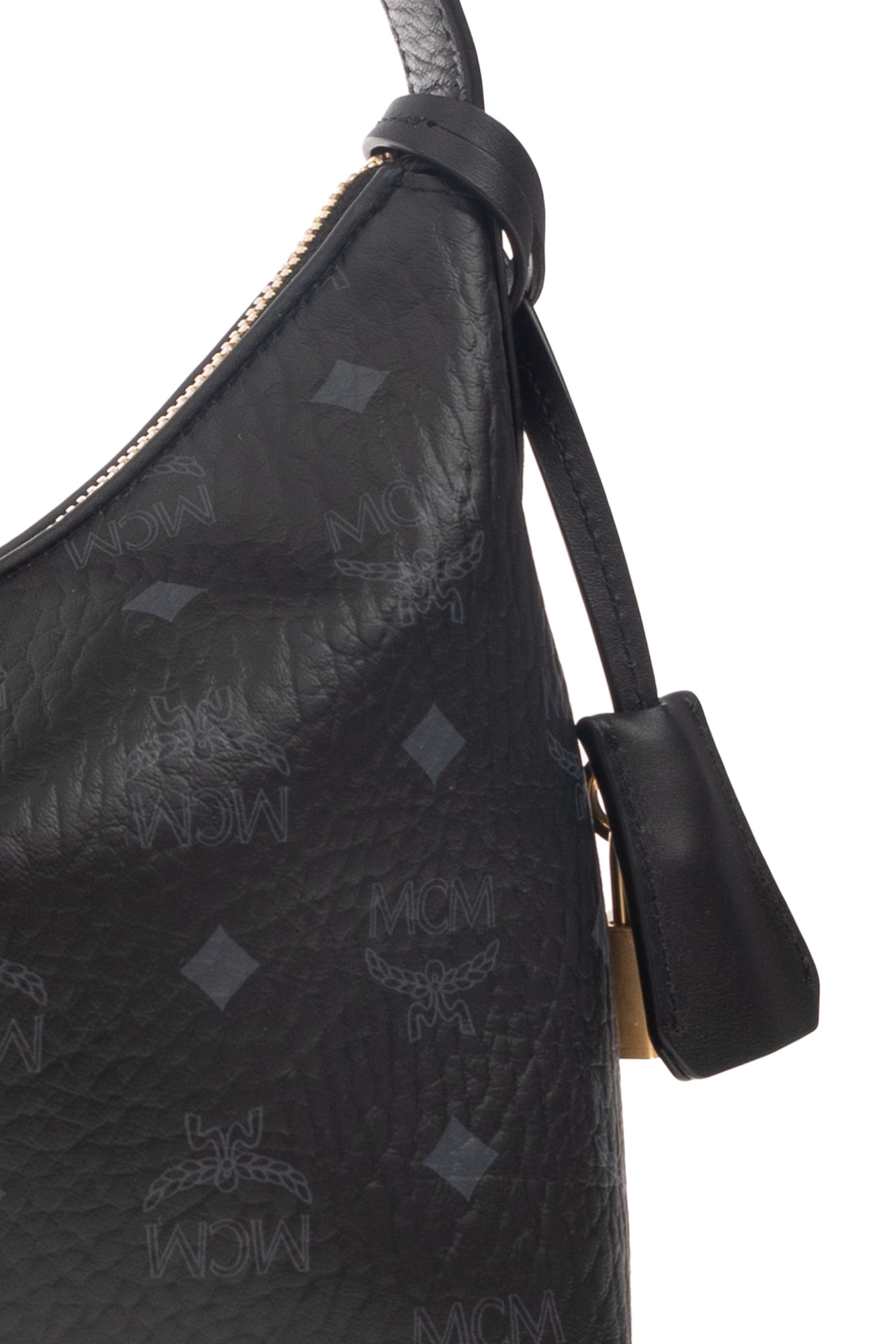 Mcm Logo Shoulder Bag In Black