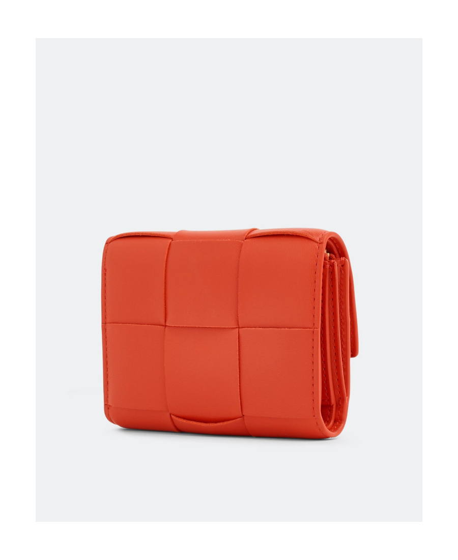 Bottega Veneta Trifold Zip Wallet In Red