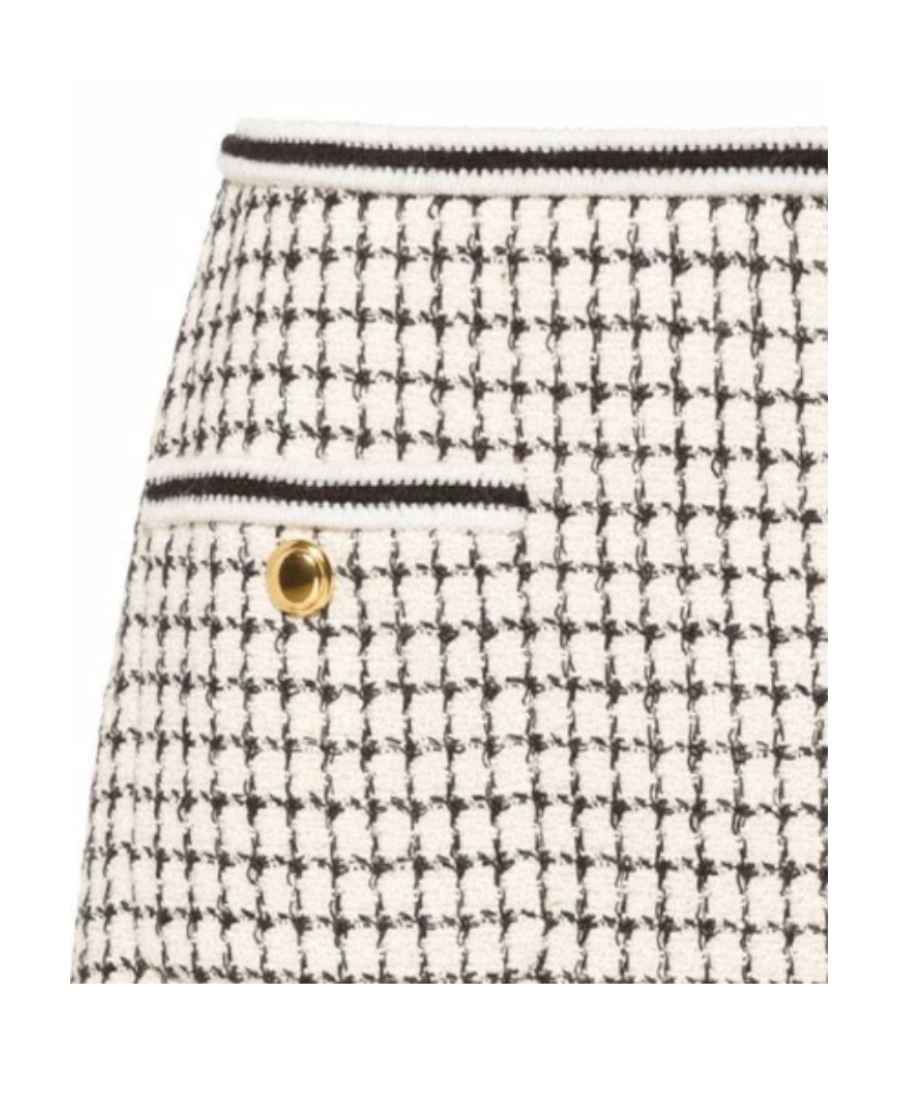 Miu Miu Checked Tweed Skirt In White