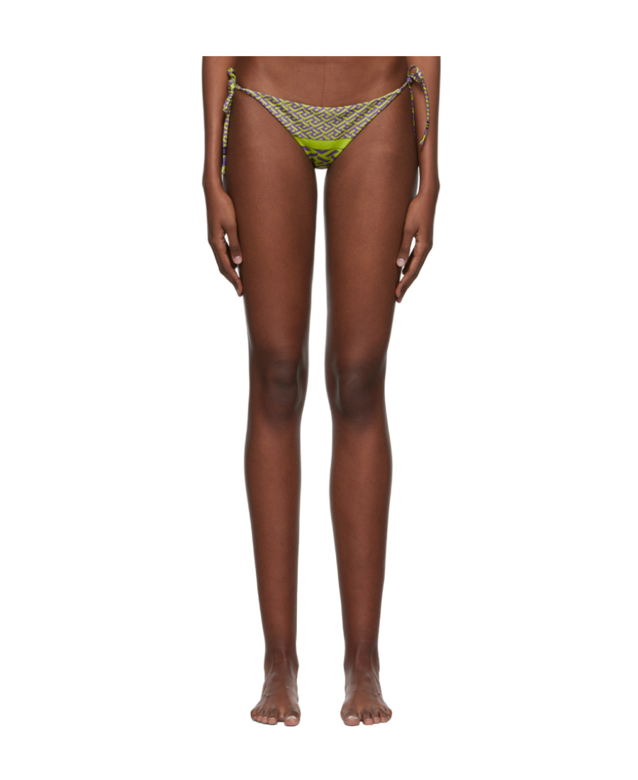 Versace Multicolored Pattern Printed Swimming Trunks In Green