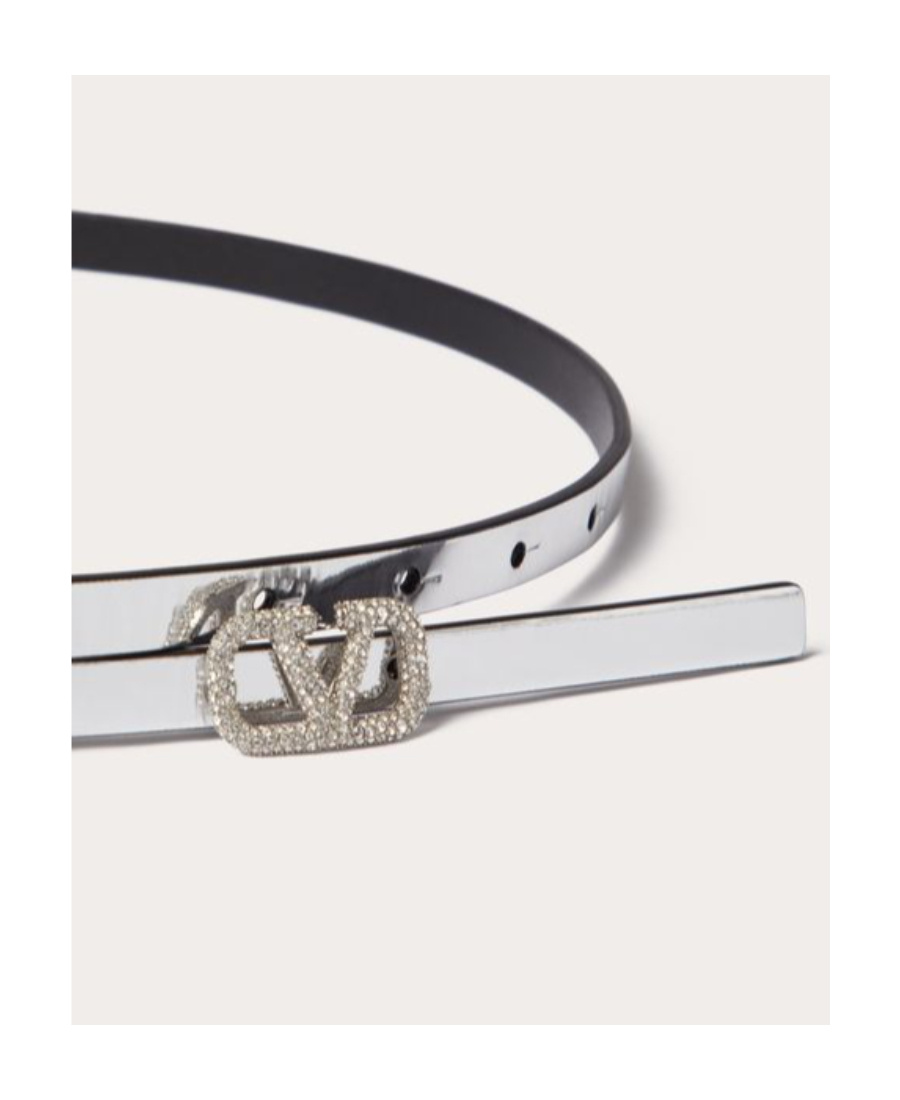Valentino Metallic Calf-leather Belt In White