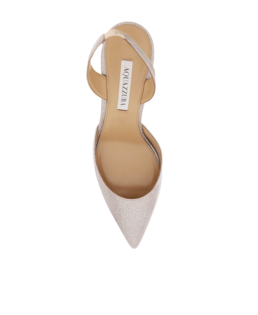 Aquazzura Glitter 90mm Faux-leather Slingback Pumps In Nude