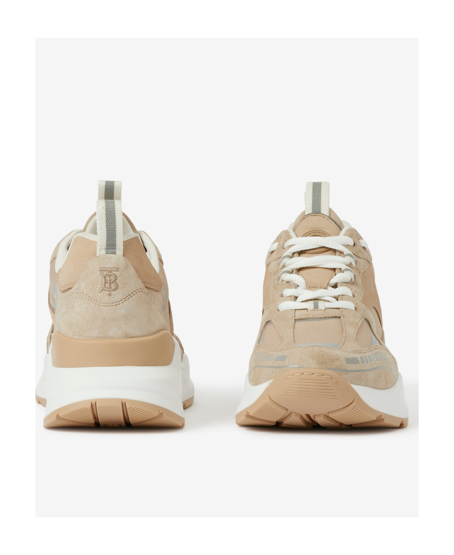 Burberry Panelled Lace-up Sneakers In Brown