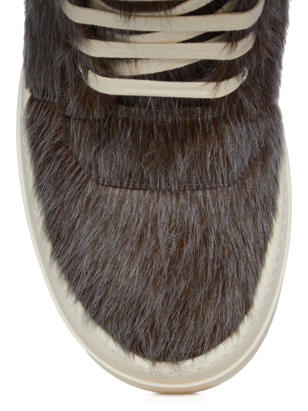 Rick Owens Mega Geobasket Calf Hair High-top Sneakers In Brown