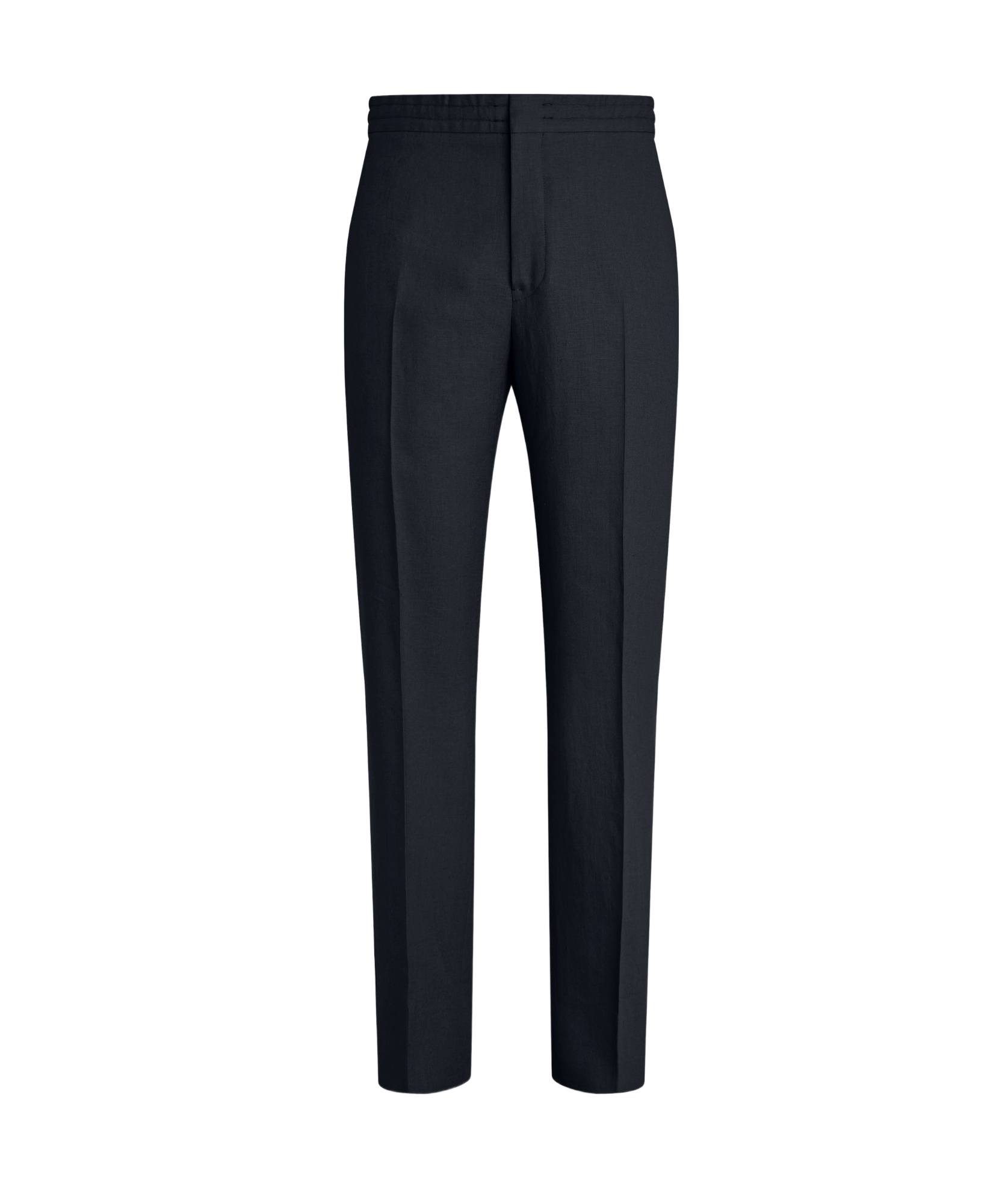 Shop Zegna Linen Trousers In Navy Blue