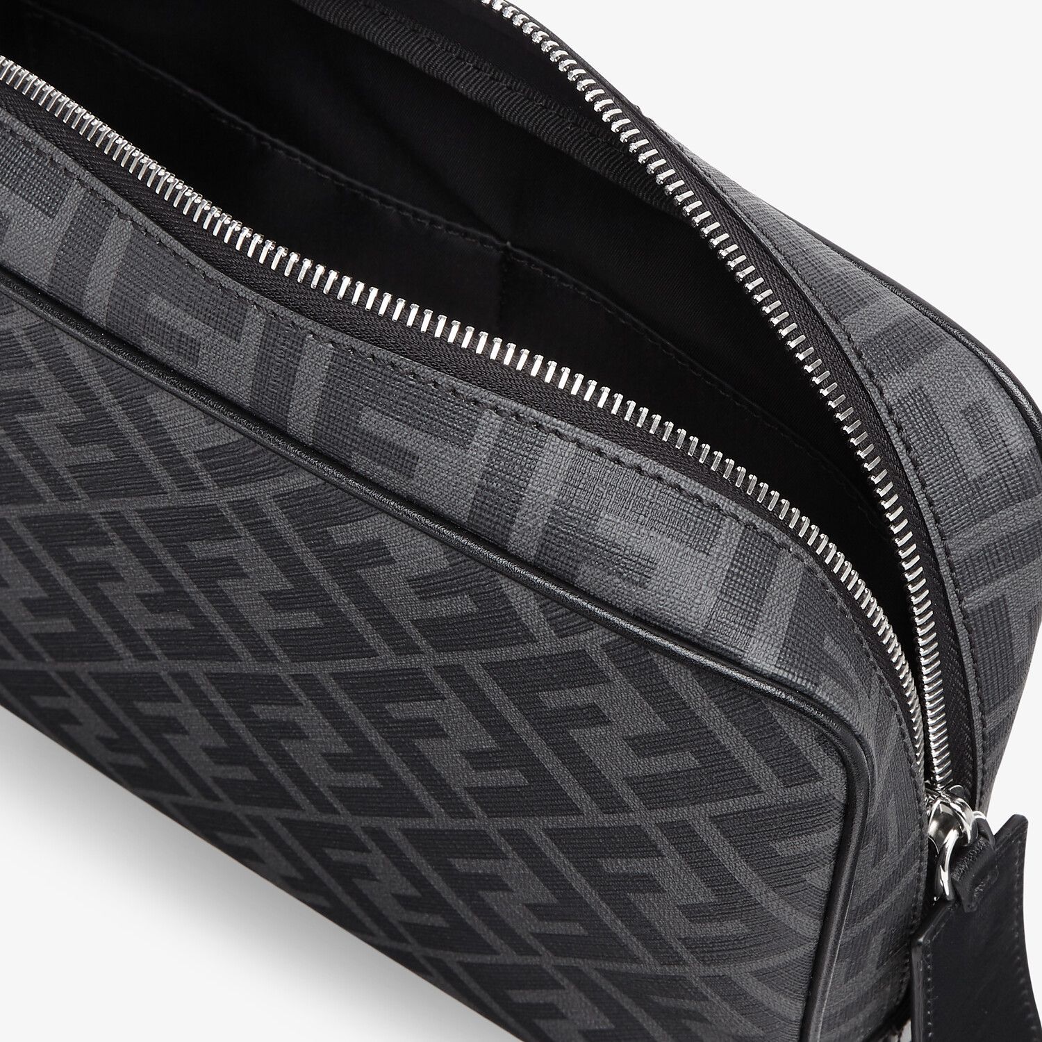 Shop Fendi Grey Fabric Toiletry Case In Black