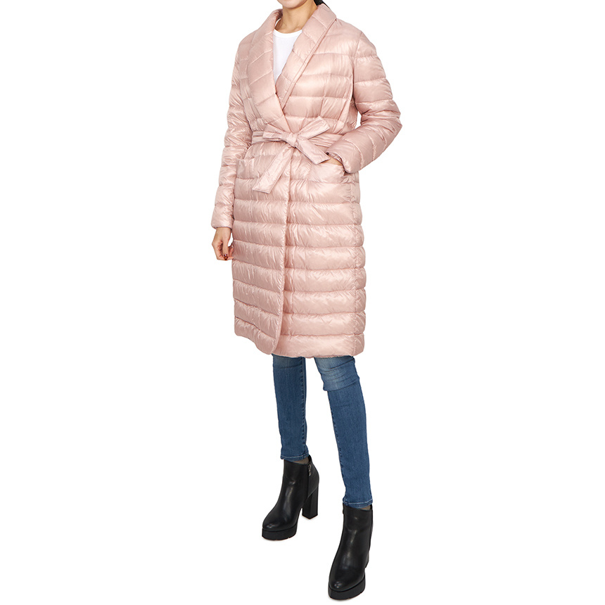 Herno V-neck Long-sleeved Down Jacket In Pink