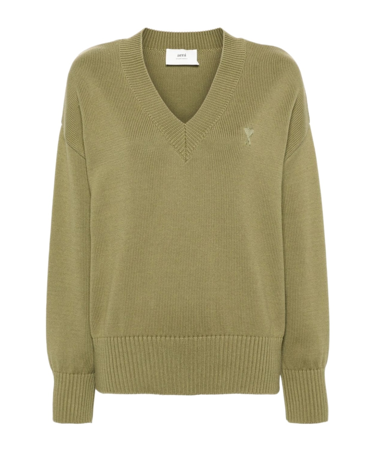 Ami Alexandre Mattiussi V Neck Sweater In Green