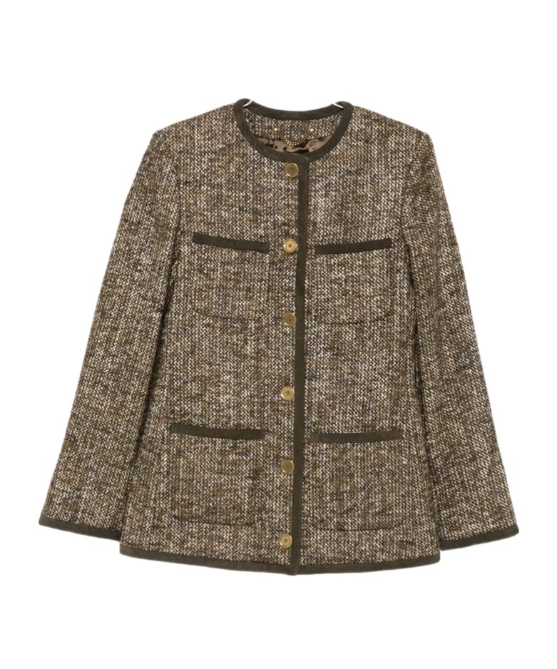 Golden Goose Textured Wool Blend Outerwear Jacket In Brown