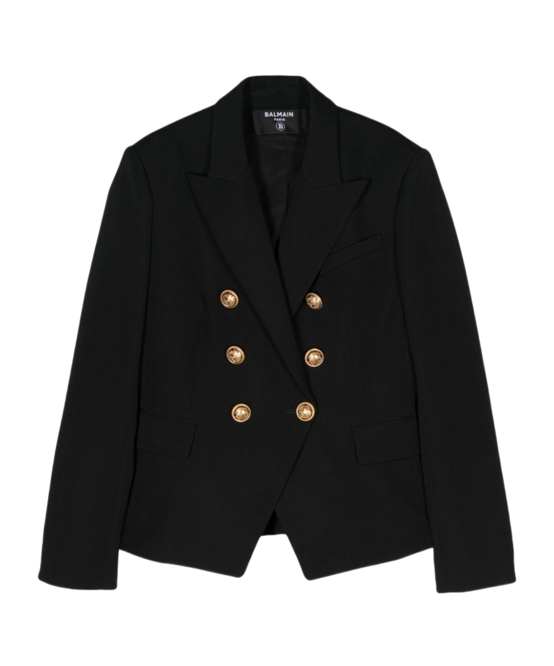 Balmain 6-button Double-breasted Wool Blazer In Black