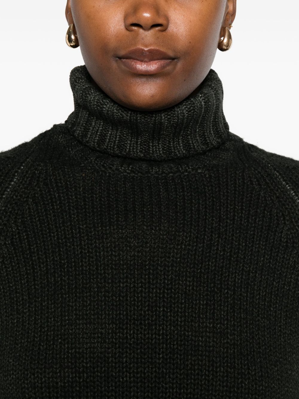 Baserange Turtleneck Ribbed Sweater In Black